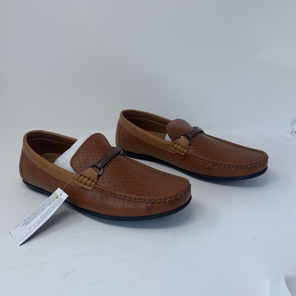 Aston Marc Step-01 Embossed Driving Loafers Men's 10.5M‎ Tan Slip-on Shoes S0693 - Picture 1 of 12